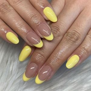 Press on nails short almond yellow spring 💛💛💛